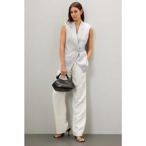 Derek Lam 10 Crosby Grey Linen Blend Taylor Vest Size 2 Missing Buttons